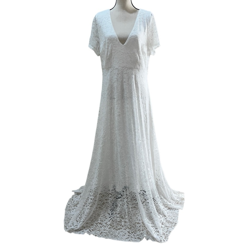 White Elegant Lace Maxi Dress Size 1X